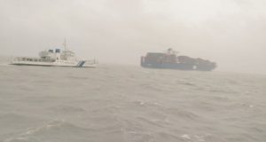 APL Le Havre on fire off Guyarat