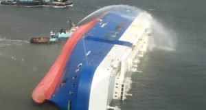 Overturned car carrier Golden Ray