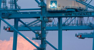 APM Terminals Virginia cranes at sunset 7/26/07
