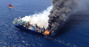 Russian Trawler Burning for Three Days off Canaries